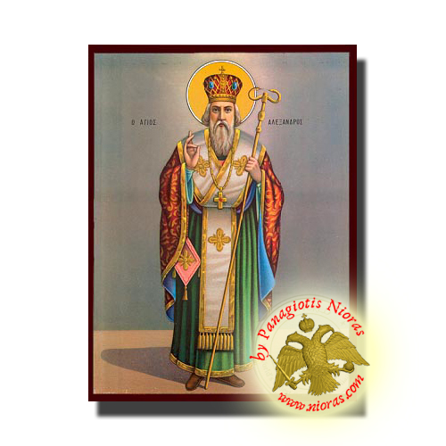 Saint Alexander, Patriarch of Constantinople, Classic Style Wooden Icon